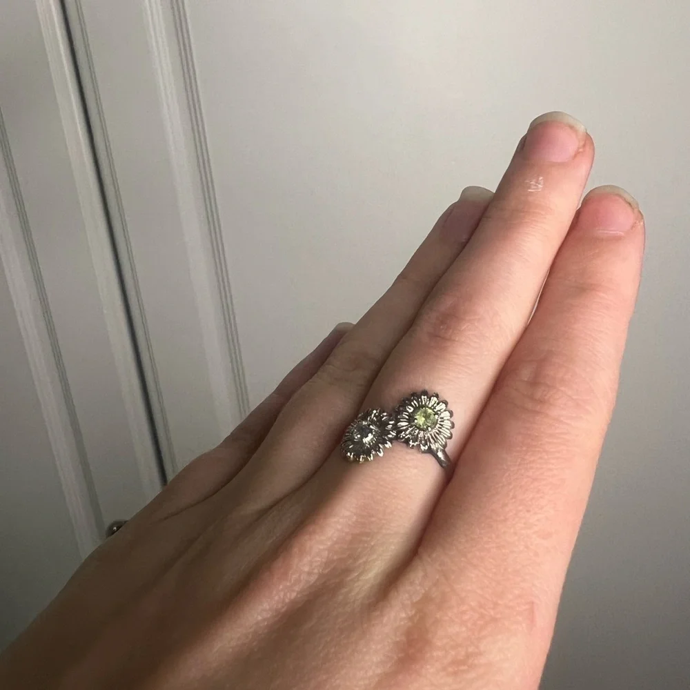 Sunflower Toi Et Moi Diamond Peridot 14k White Gold Ring 5